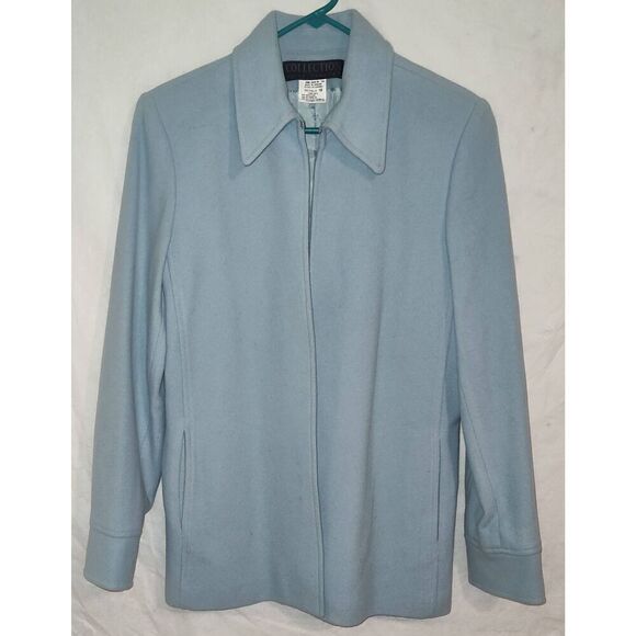 Wool Cashmere blend jacket COLLECTIONS HARVE' BENARD Eggshell blue fully lined S - Picture 1 of 9